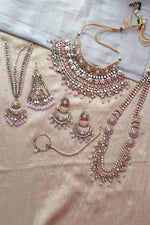 Load image into Gallery viewer, Rutvi Pink Stone Mirror Work Bridal Set
