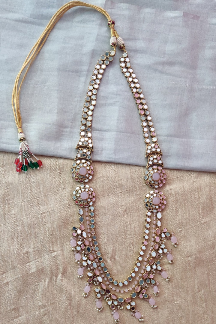 Rutvi Pink Stone Mirror Work Bridal Set