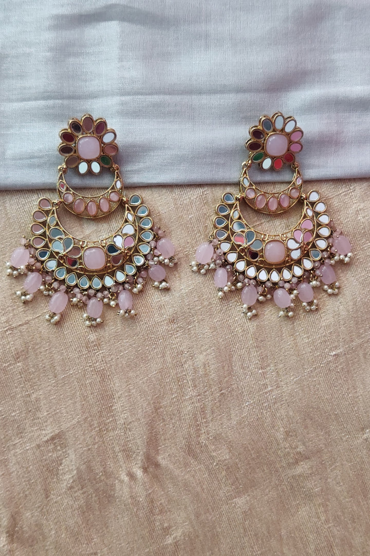 Rutvi Pink Stone Mirror Work Bridal Set