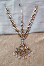 Load image into Gallery viewer, Rutvi Pink Stone Mirror Work Bridal Set
