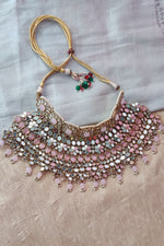 Load image into Gallery viewer, Rutvi Pink Stone Mirror Work Bridal Set
